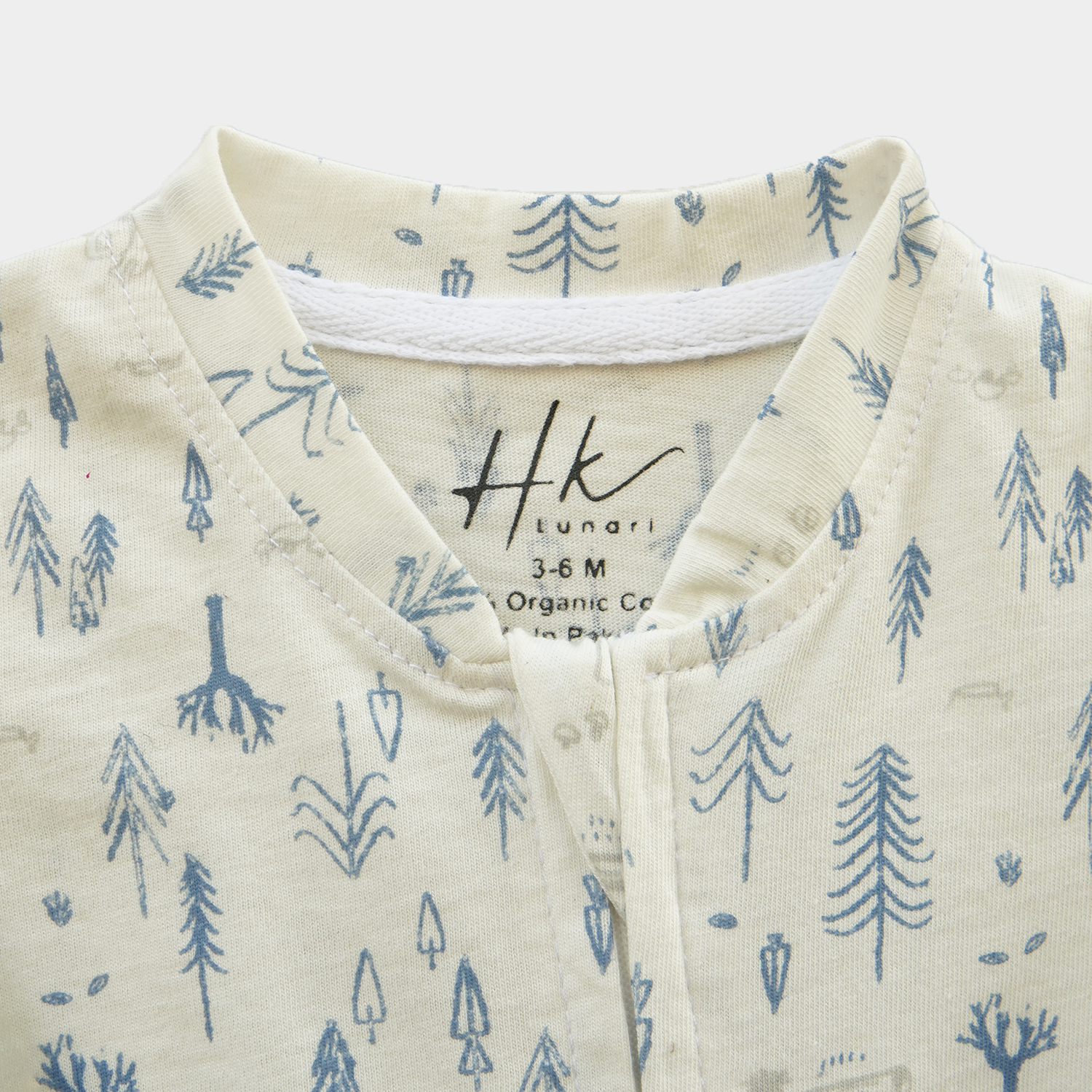 White Print Cotton Jersey – Zipper Sleepsuit