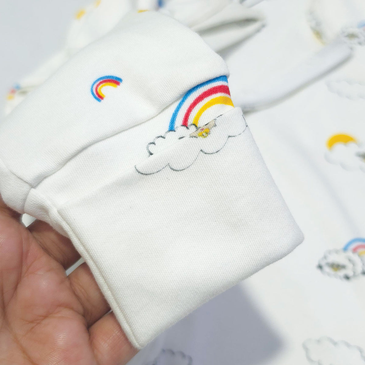 Soft Cotton Baby Footie , White Sheep