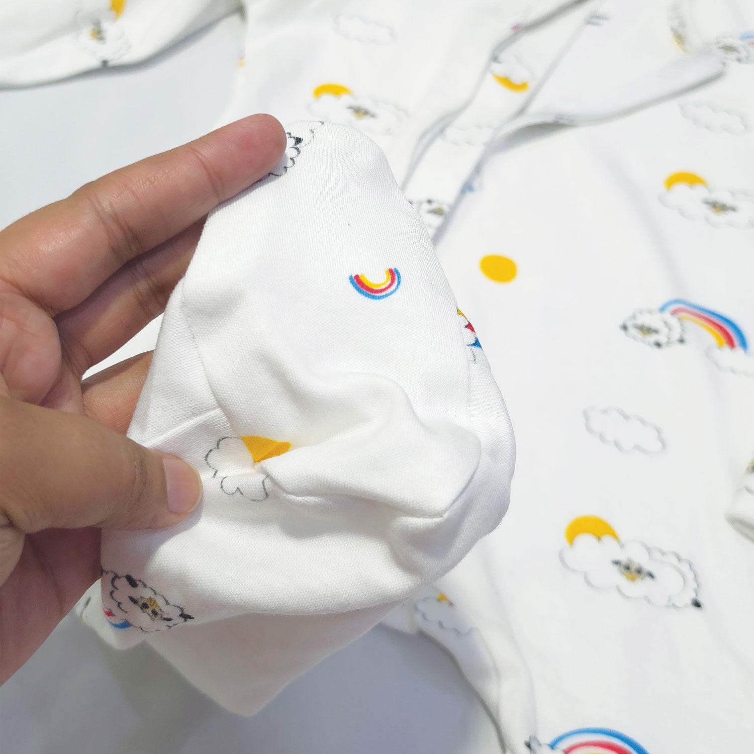 Soft Cotton Baby Footie , White Sheep