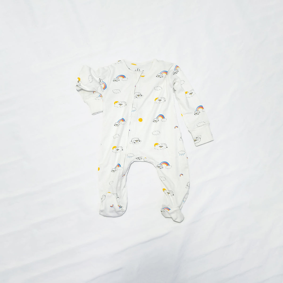 Soft Cotton Baby Footie , White Sheep