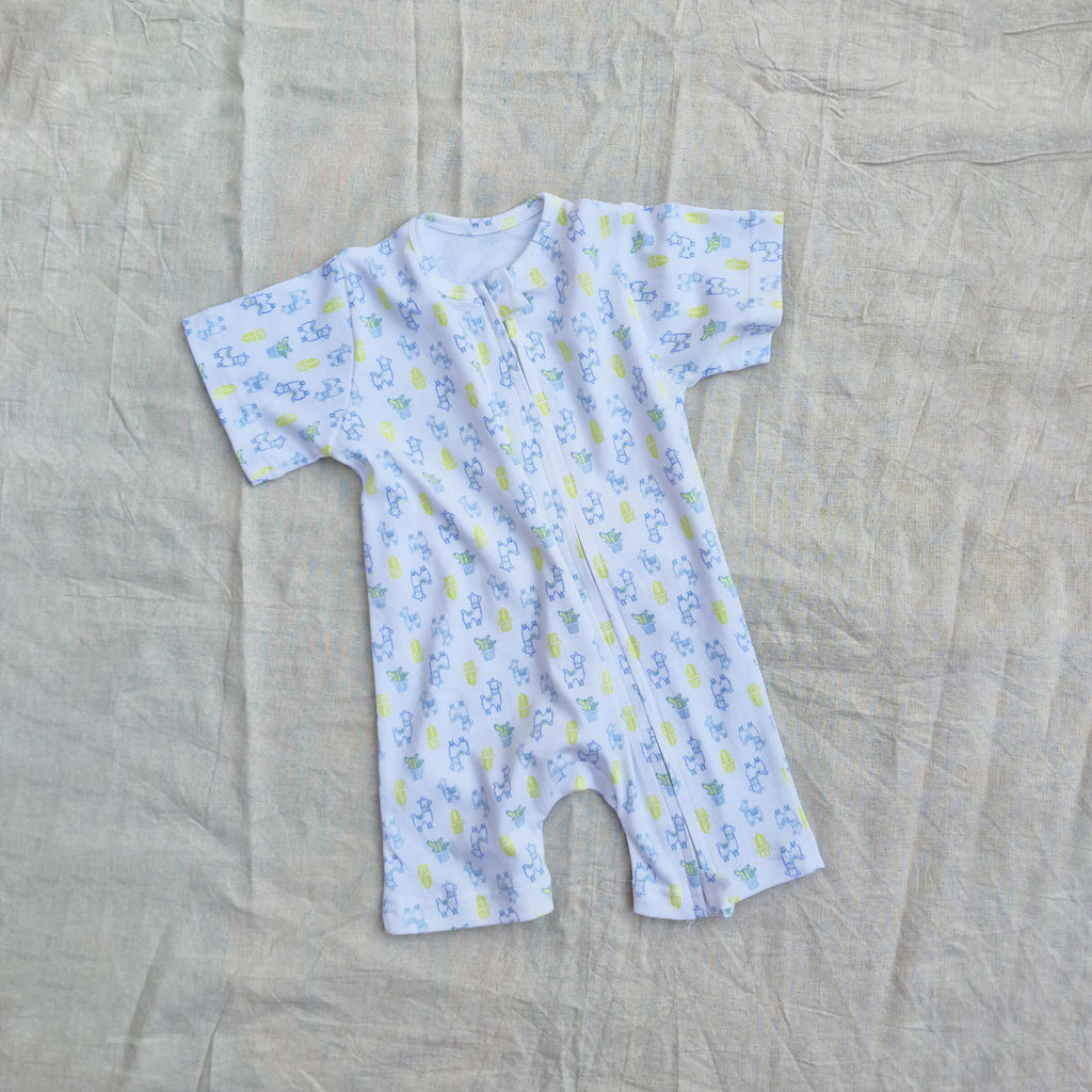 Llama Cotton Zip Half Romper
