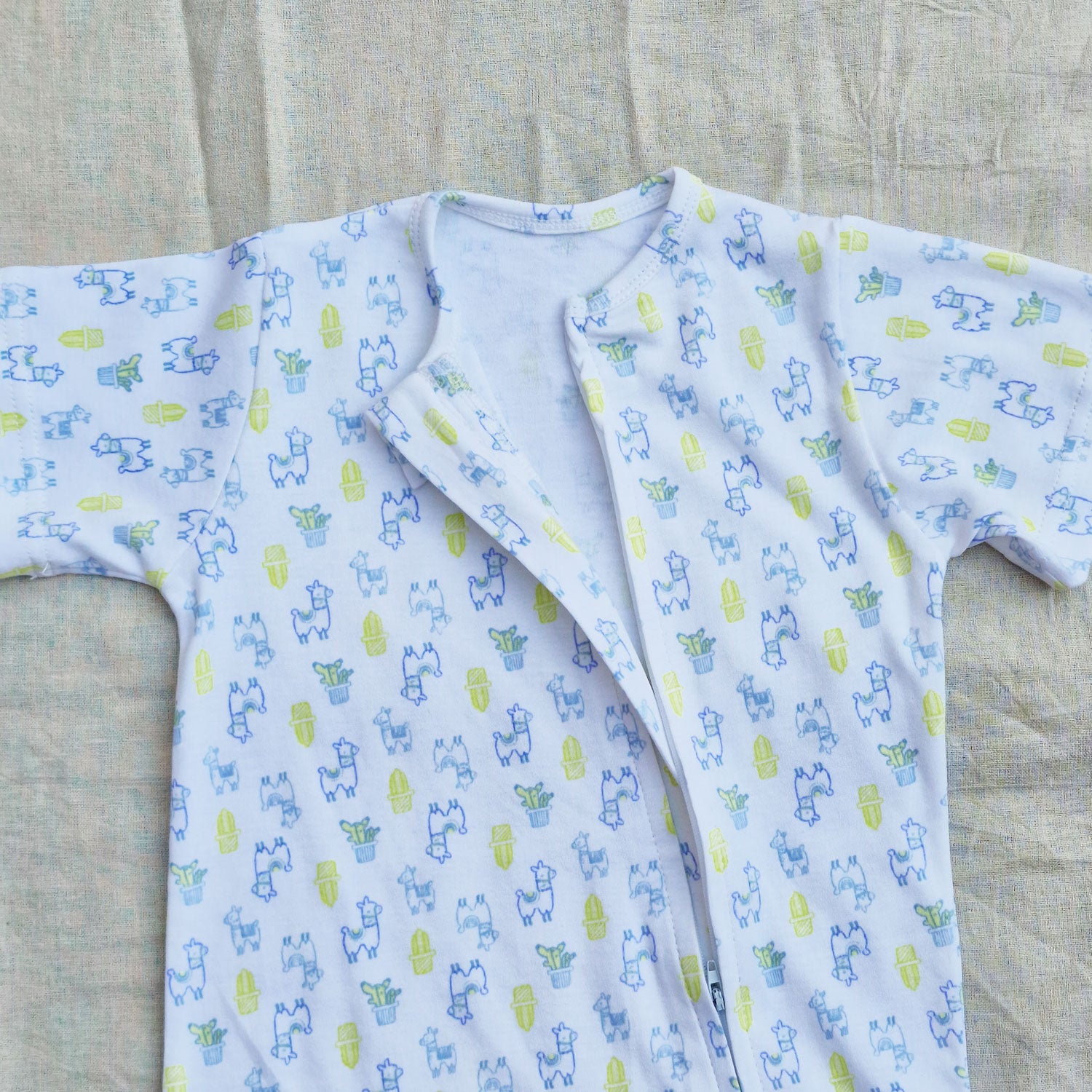Llama Cotton Zip Half Romper