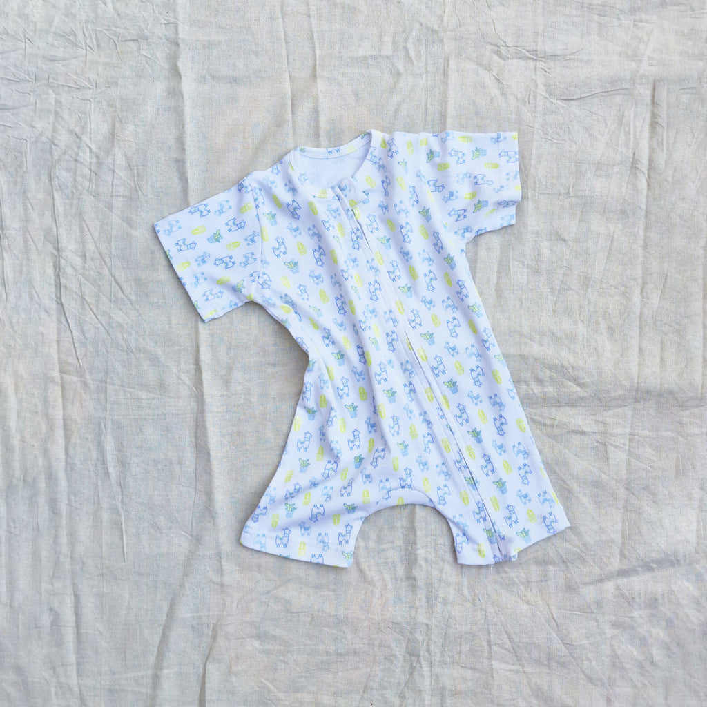 Llama Cotton Zip Half Romper