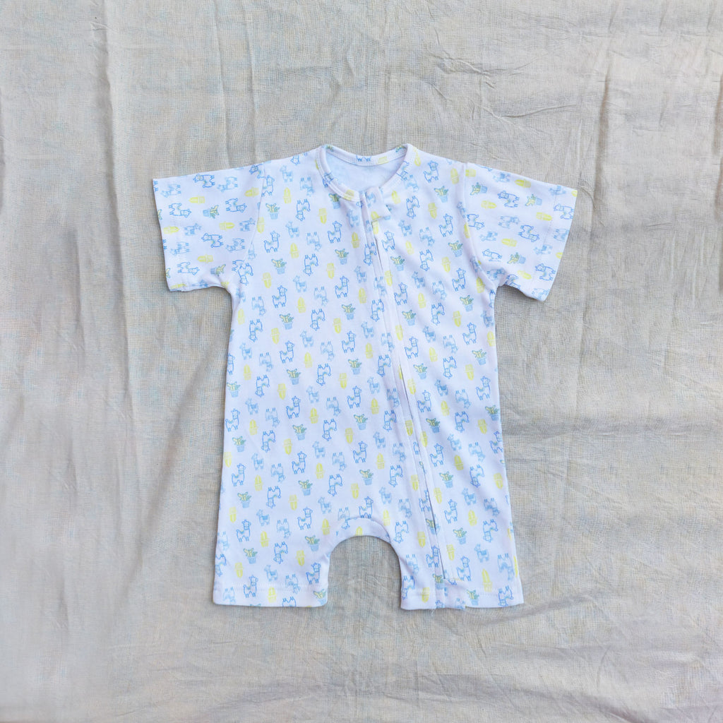 Llama Cotton Zip Half Romper