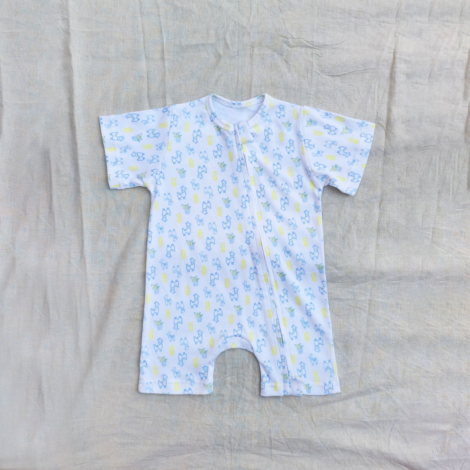 Llama Cotton Zip Half Romper
