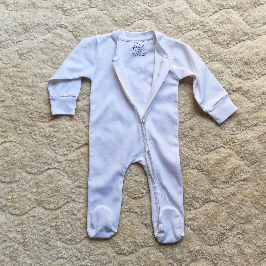 Pack of 2 Baby Cotton Rompers – Sky Blue & White Sleepsuits