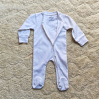 Pack of 2 Baby Cotton Rompers – Sky Blue & White Sleepsuits