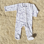 Soft Cotton Baby Romper — White floral