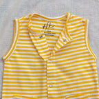 Classic Striped yellow Sleeveless Romper - Cotton