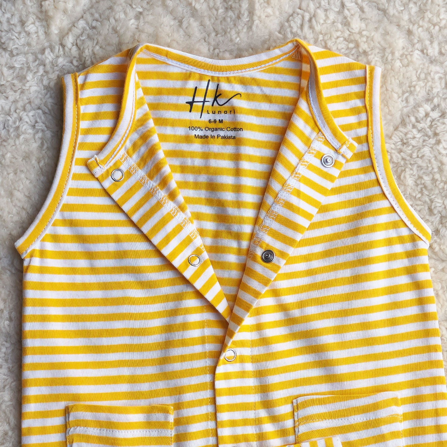 Classic Striped yellow Sleeveless Romper - Cotton