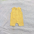 Classic Striped yellow Sleeveless Romper - Cotton