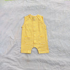 Classic Striped yellow Sleeveless Romper - Cotton