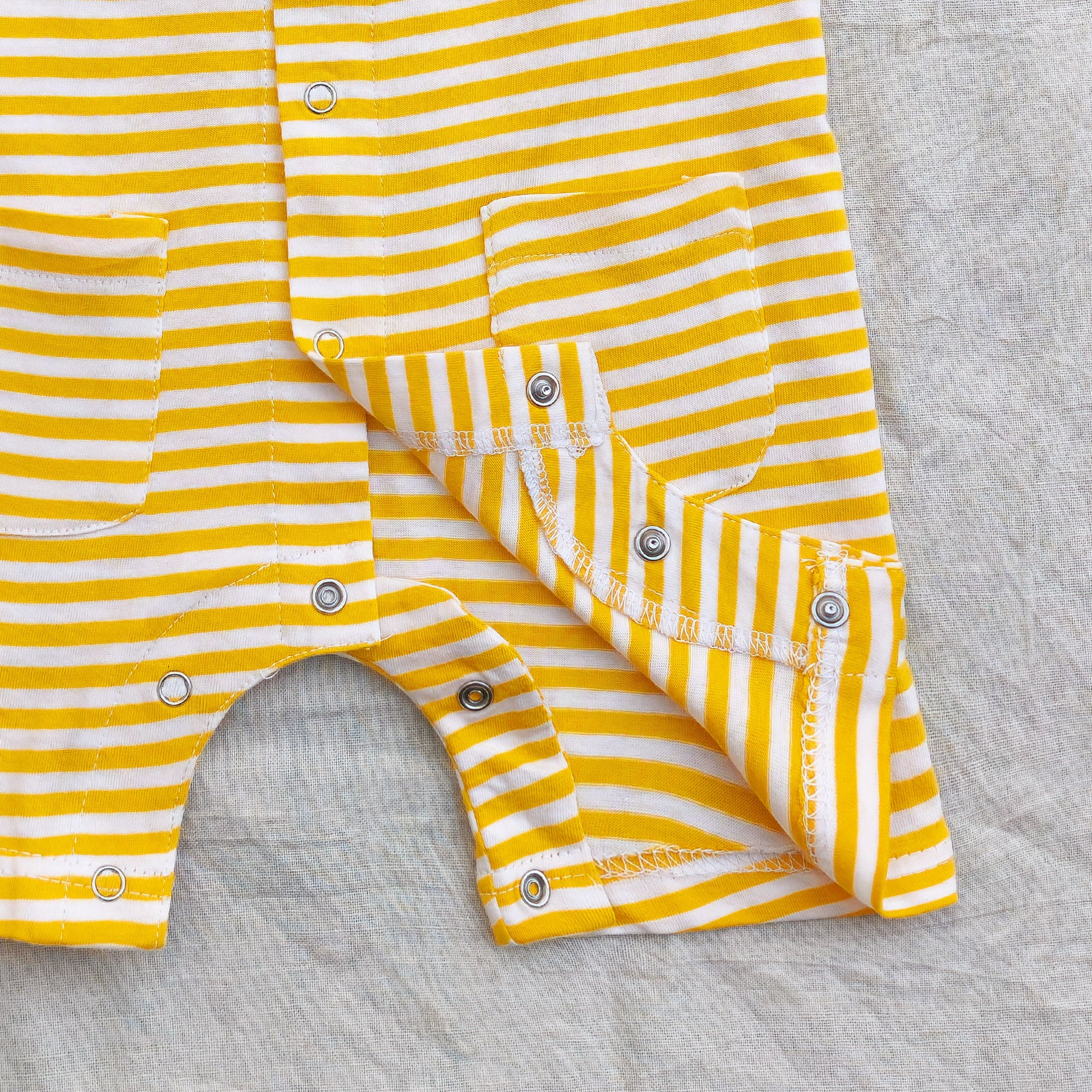 Classic Striped yellow Sleeveless Romper - Cotton