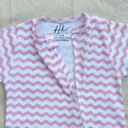 Pink Zigzag Cotton Zip Half Romper